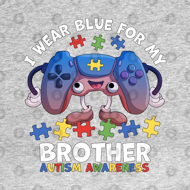 I Wear Blue For My Brother Autism Awareness Gaming Controller by OrangeMonkeyArt